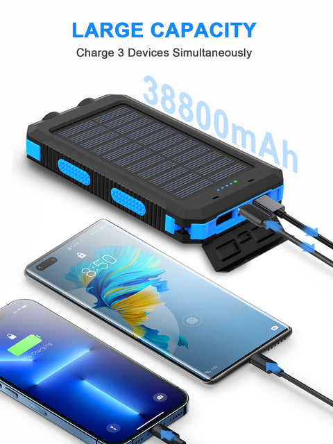 Waterproof Outdoor Solar Power Bank 38800mAh Dual USB Travel Outdoor Solar Mobile Phone Charger Solar Powerbanks For Camping